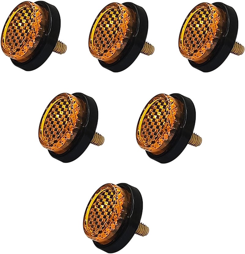 GolTHd 6PCS Mini Reflector with Screw Nut Type M5 Universal Screw Tag Bolt Round Reflective for Motorcycle Bicycle Bike - Yellow - Image 1